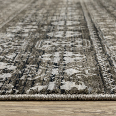 Oriental Weavers Chamberlain CH07C plush traditional rug featuring decorative pattern in black/ grey tones