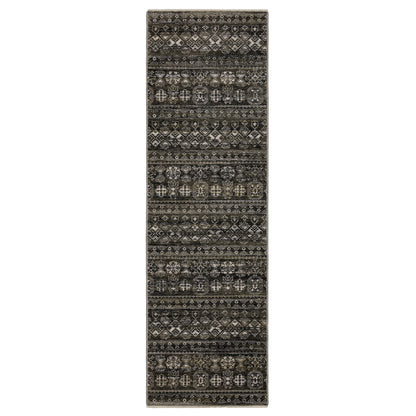 Oriental Weavers Chamberlain CH07C plush traditional rug featuring decorative pattern in black/ grey tones