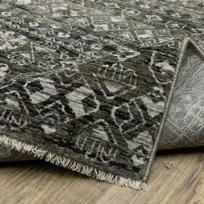 Oriental Weavers Chamberlain CH07C plush traditional rug featuring decorative pattern in black/ grey tones