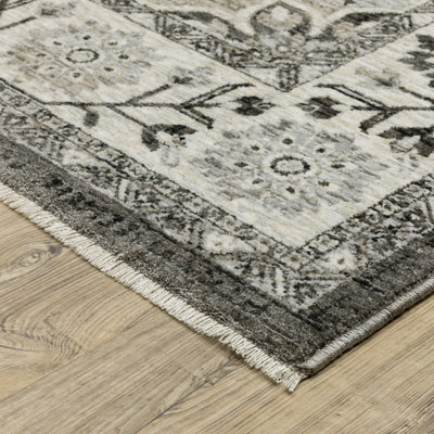 Oriental Weavers Chamberlain CH08B plush traditional rug featuring decorative pattern in grey/ beige tones