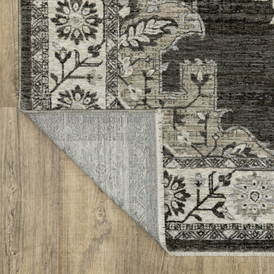 Oriental Weavers Chamberlain CH08B plush traditional rug featuring decorative pattern in grey/ beige tones