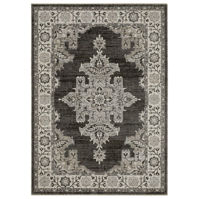 Oriental Weavers Chamberlain CH08B plush traditional rug featuring decorative pattern in grey/ beige tones