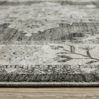 Oriental Weavers Chamberlain CH08B plush traditional rug featuring decorative pattern in grey/ beige tones