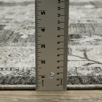 Oriental Weavers Chamberlain CH08B plush traditional rug featuring decorative pattern in grey/ beige tones