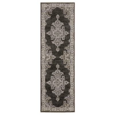 Oriental Weavers Chamberlain CH08B plush traditional rug featuring decorative pattern in grey/ beige tones