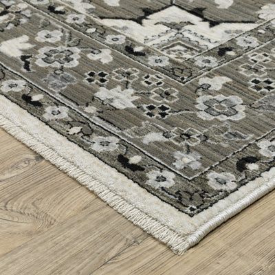 Oriental Weavers Chamberlain CH09A plush traditional rug featuring decorative pattern in ivory/ grey tones