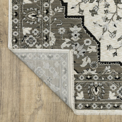 Oriental Weavers Chamberlain CH09A plush traditional rug featuring decorative pattern in ivory/ grey tones