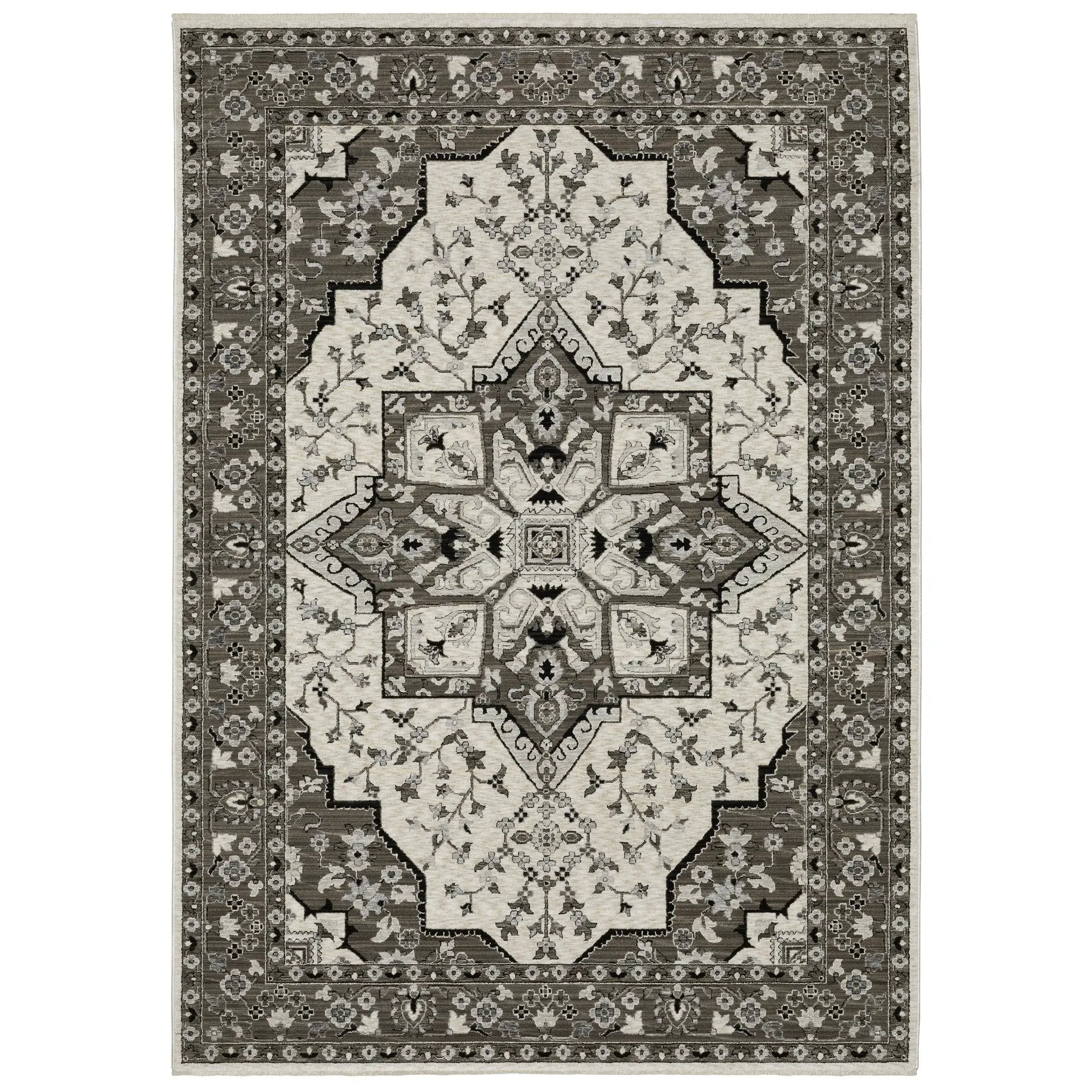 Chamberlain CH09A Ivory/ Grey Area Rug by Oriental Weavers