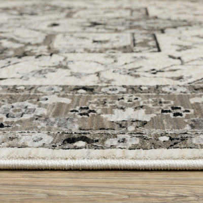 Oriental Weavers Chamberlain CH09A plush traditional rug featuring decorative pattern in ivory/ grey tones
