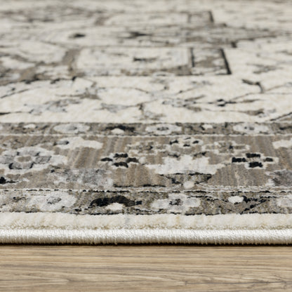 Oriental Weavers Chamberlain CH09A plush traditional rug featuring decorative pattern in ivory/ grey tones
