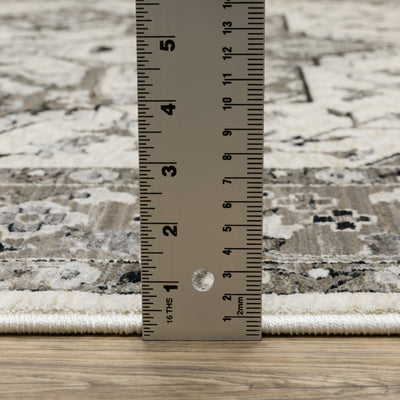 Oriental Weavers Chamberlain CH09A plush traditional rug featuring decorative pattern in ivory/ grey tones