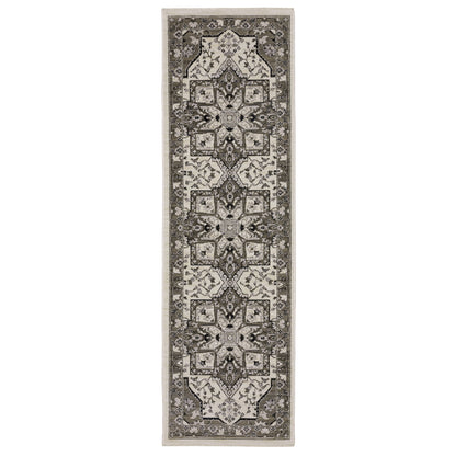 Oriental Weavers Chamberlain CH09A plush traditional rug featuring decorative pattern in ivory/ grey tones