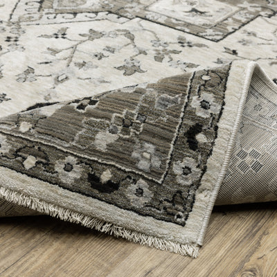 Oriental Weavers Chamberlain CH09A plush traditional rug featuring decorative pattern in ivory/ grey tones
