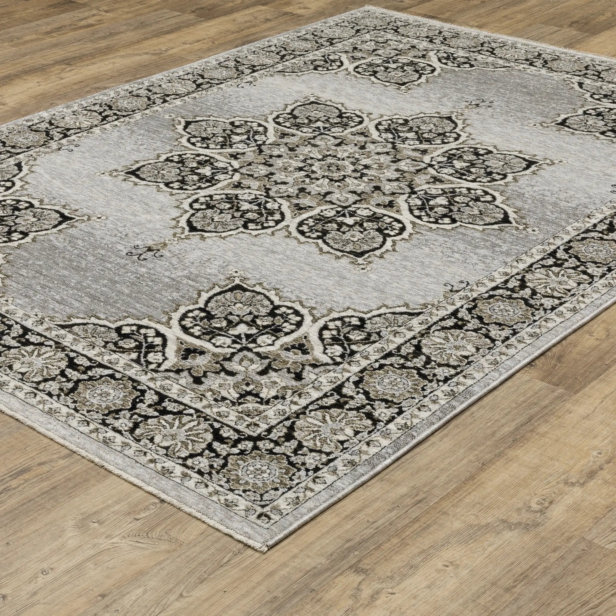 Chamberlain CH11L Grey/ Black Area Rug by Oriental Weavers