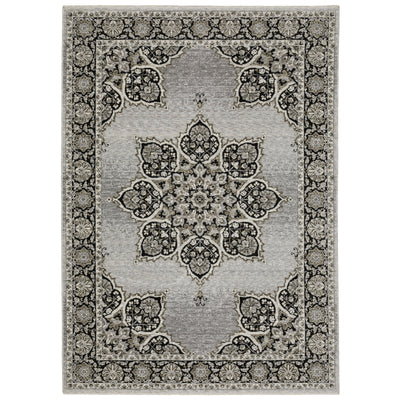 Oriental Weavers Chamberlain CH11L plush traditional rug featuring decorative pattern in grey/ black tones