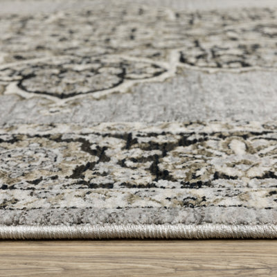 Oriental Weavers Chamberlain CH11L plush traditional rug featuring decorative pattern in grey/ black tones