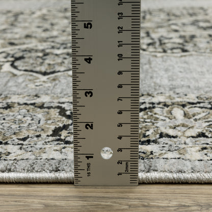 Oriental Weavers Chamberlain CH11L plush traditional rug featuring decorative pattern in grey/ black tones