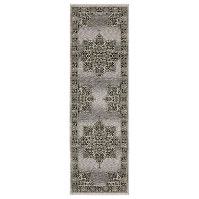 Oriental Weavers Chamberlain CH11L plush traditional rug featuring decorative pattern in grey/ black tones
