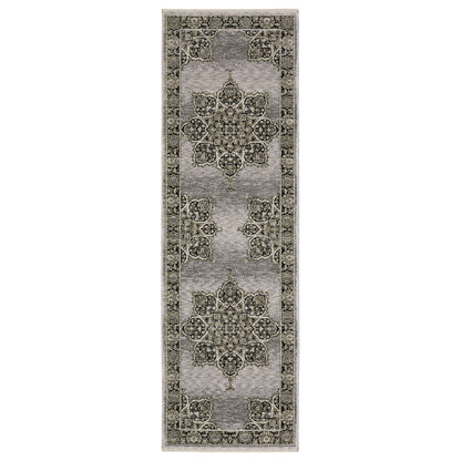 Oriental Weavers Chamberlain CH11L plush traditional rug featuring decorative pattern in grey/ black tones