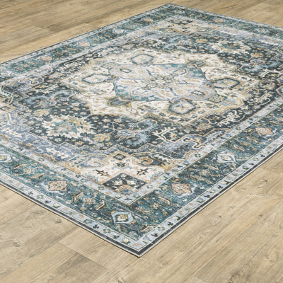Oriental Weavers Charleston CHA01 traditional rug featuring decorative pattern in blue/ ivory tones