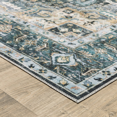 Oriental Weavers Charleston CHA01 traditional rug featuring decorative pattern in blue/ ivory tones