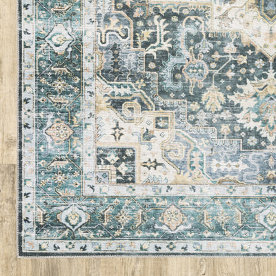 Oriental Weavers Charleston CHA01 traditional rug featuring decorative pattern in blue/ ivory tones