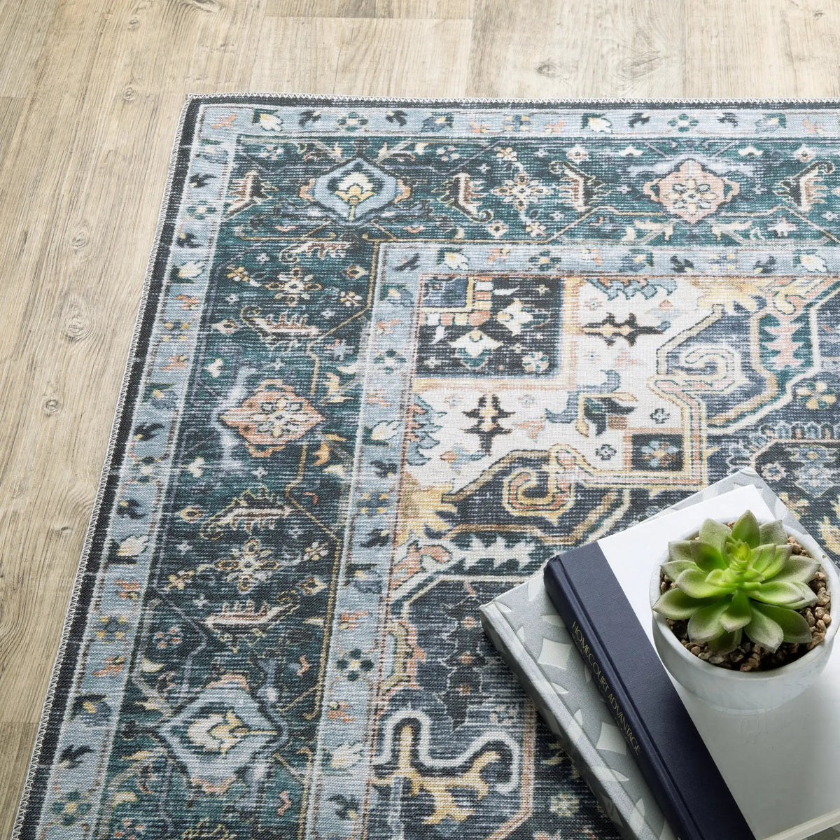 Charleston CHA01 Blue/ Ivory Area Rug by Oriental Weavers