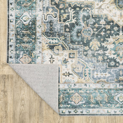 Oriental Weavers Charleston CHA01 traditional rug featuring decorative pattern in blue/ ivory tones