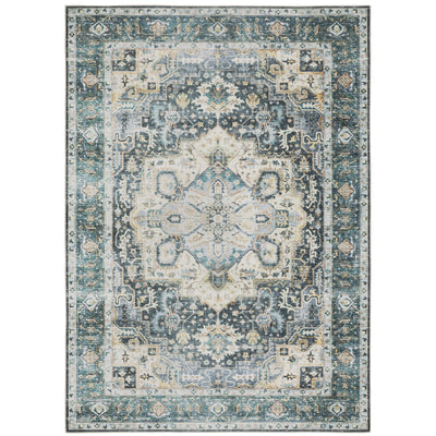 Oriental Weavers Charleston CHA01 traditional rug featuring decorative pattern in blue/ ivory tones