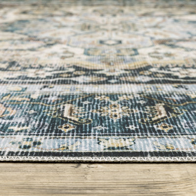 Oriental Weavers Charleston CHA01 traditional rug featuring decorative pattern in blue/ ivory tones