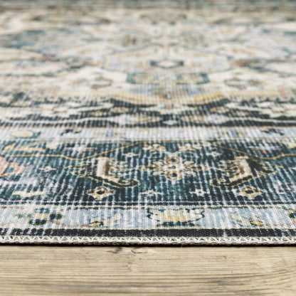Oriental Weavers Charleston CHA01 traditional rug featuring decorative pattern in blue/ ivory tones