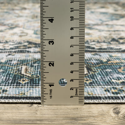 Oriental Weavers Charleston CHA01 traditional rug featuring decorative pattern in blue/ ivory tones