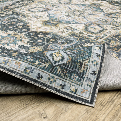 Oriental Weavers Charleston CHA01 traditional rug featuring decorative pattern in blue/ ivory tones