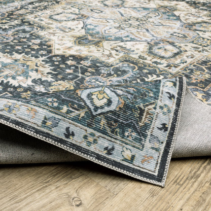 Oriental Weavers Charleston CHA01 traditional rug featuring decorative pattern in blue/ ivory tones
