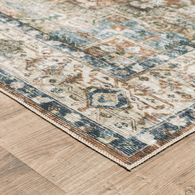 Oriental Weavers Charleston CHA02 traditional rug featuring decorative pattern in blue/ gold tones