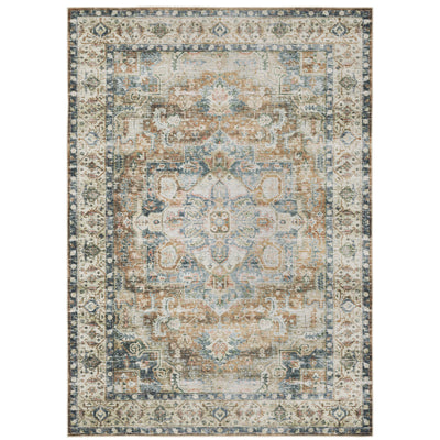 Oriental Weavers Charleston CHA02 traditional rug featuring decorative pattern in blue/ gold tones