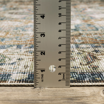Oriental Weavers Charleston CHA02 traditional rug featuring decorative pattern in blue/ gold tones