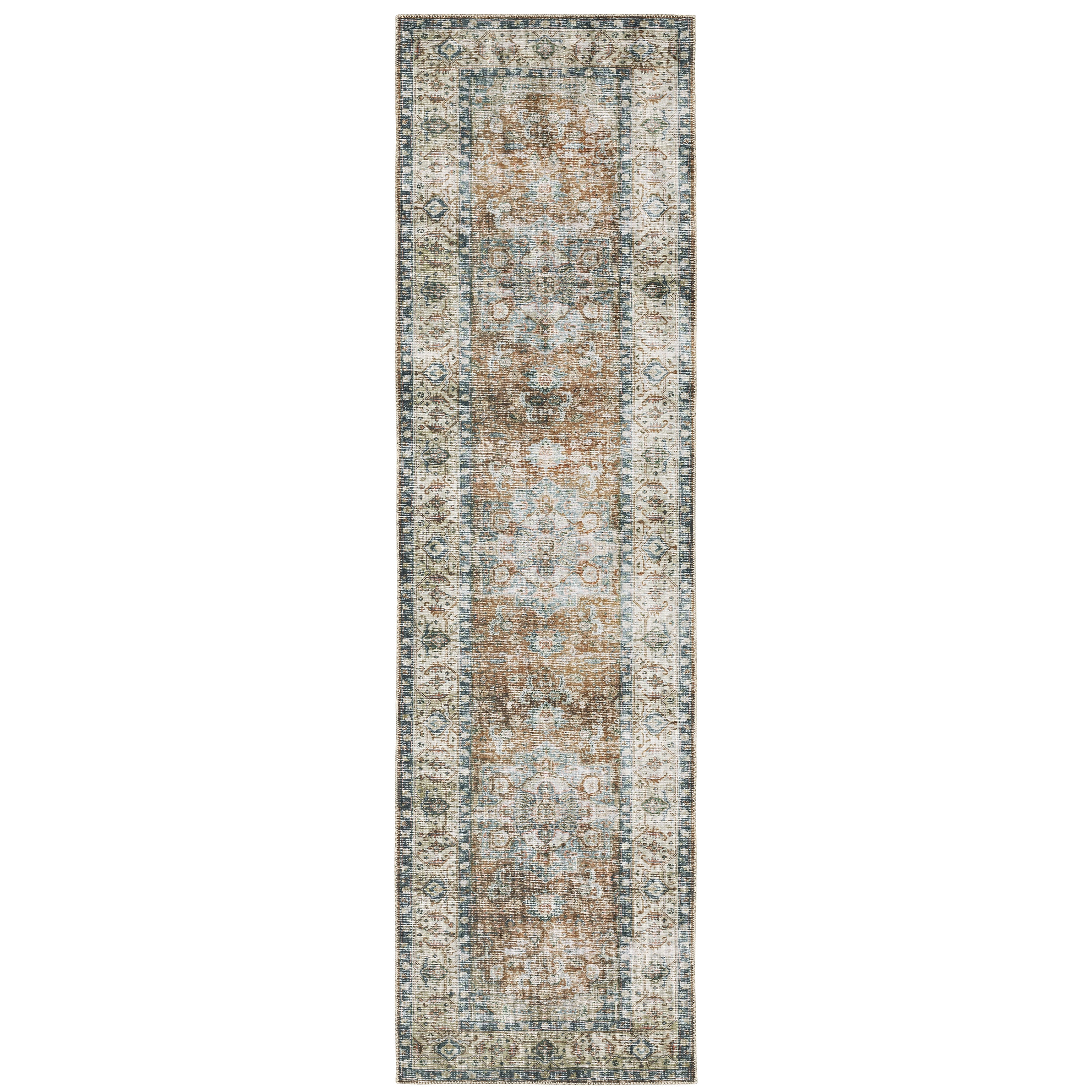 Oriental Weavers Charleston CHA02 traditional rug featuring decorative pattern in blue/ gold tones