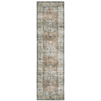 Oriental Weavers Charleston CHA02 traditional rug featuring decorative pattern in blue/ gold tones