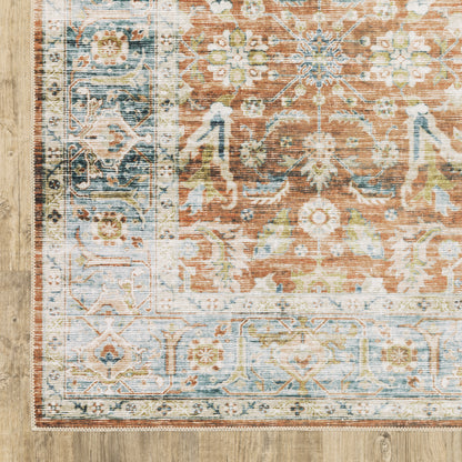 Oriental Weavers Charleston CHA04 traditional rug featuring decorative pattern in rust/ blue tones