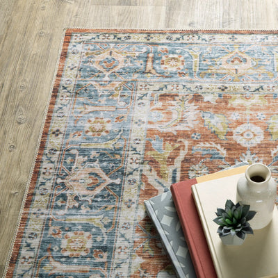 Charleston CHA04 Rust/ Blue Area Rug by Oriental Weavers