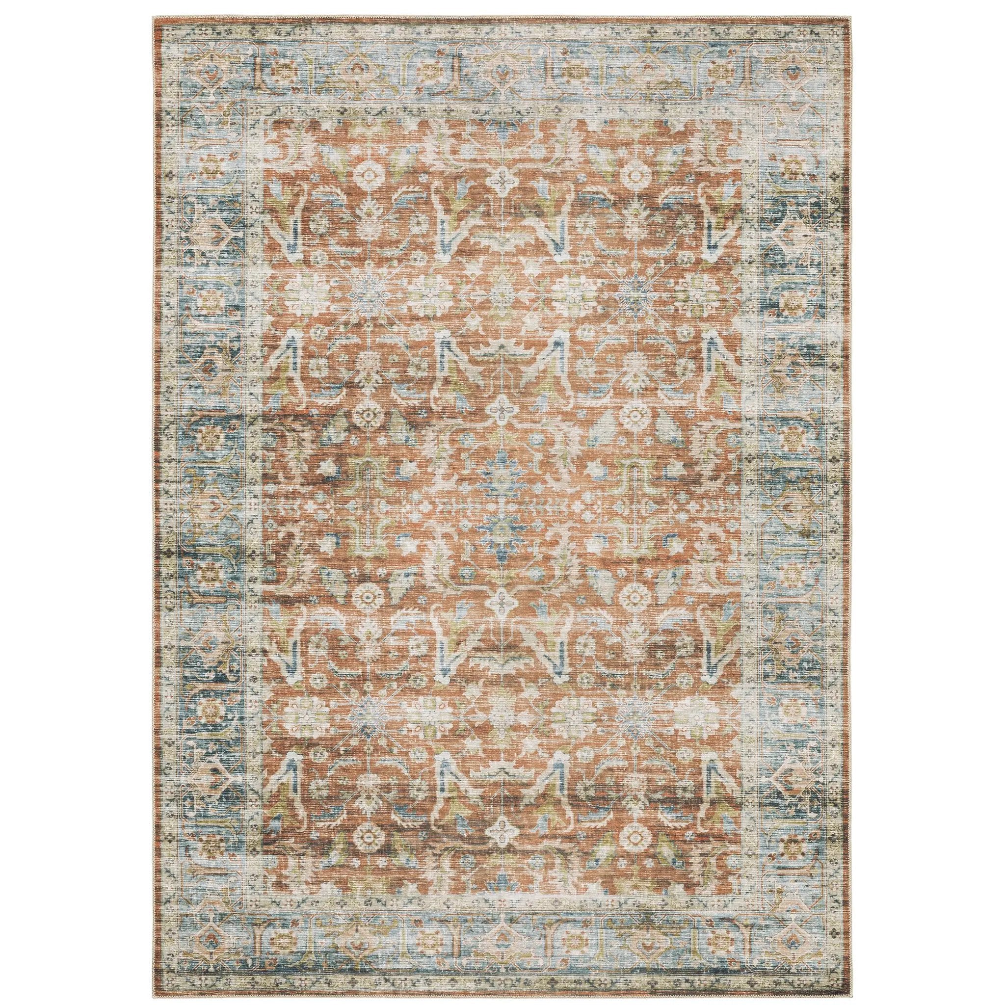 Charleston CHA04 Rust/ Blue Area Rug by Oriental Weavers