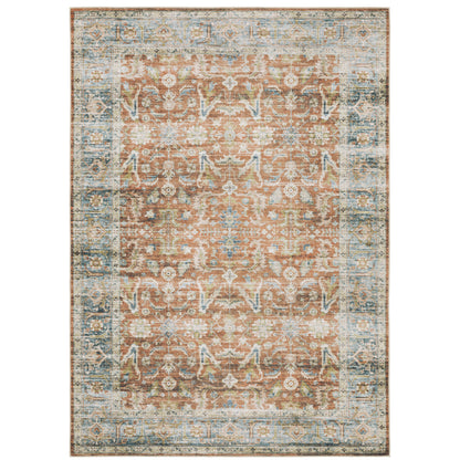 Oriental Weavers Charleston CHA04 traditional rug featuring decorative pattern in rust/ blue tones