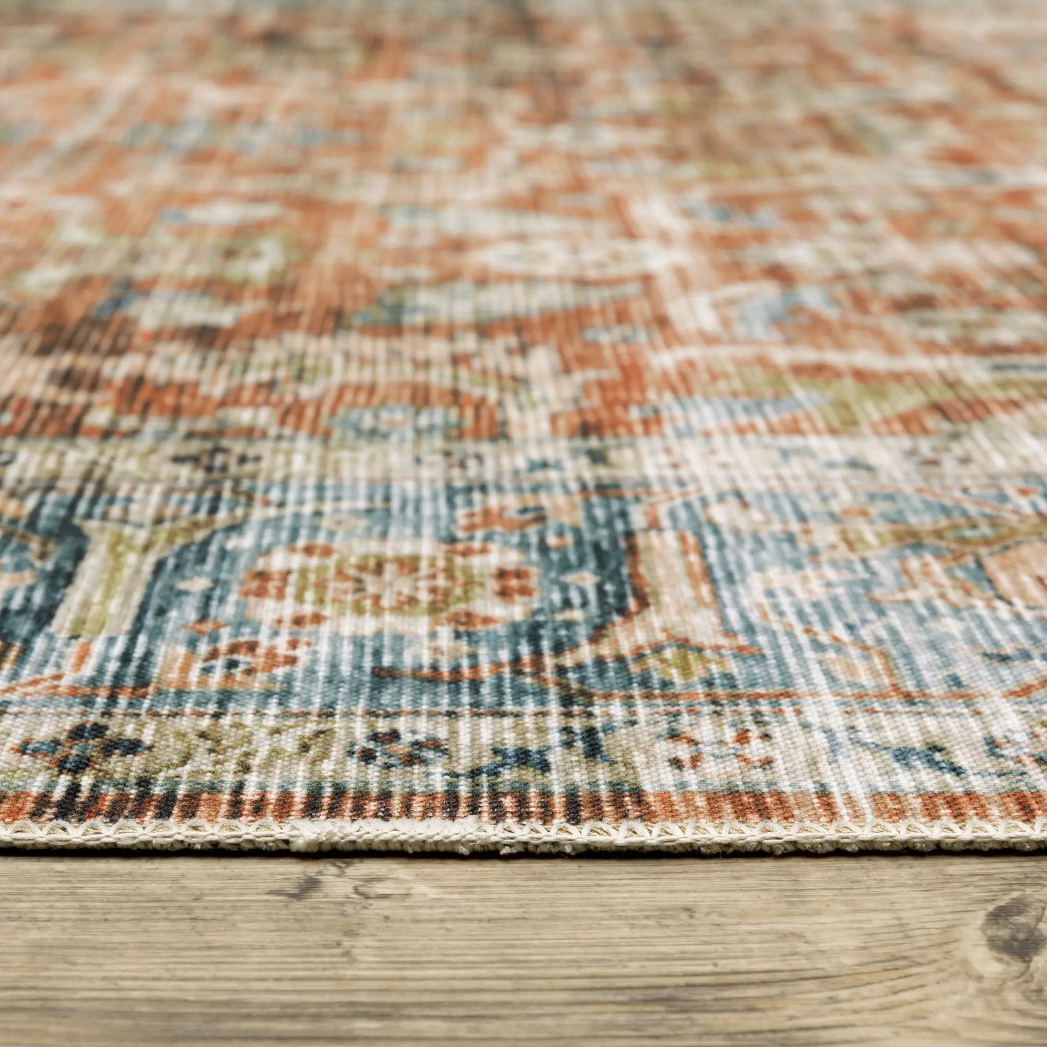 Charleston CHA04 Rust/ Blue Area Rug by Oriental Weavers