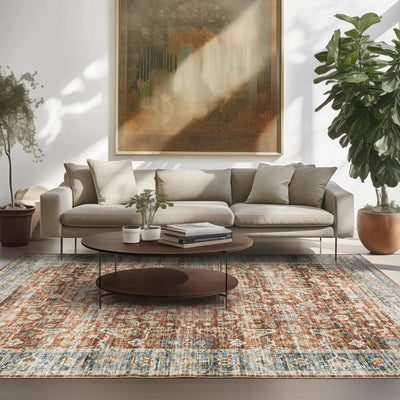 Charleston CHA04 Rust/ Blue Area Rug by Oriental Weavers