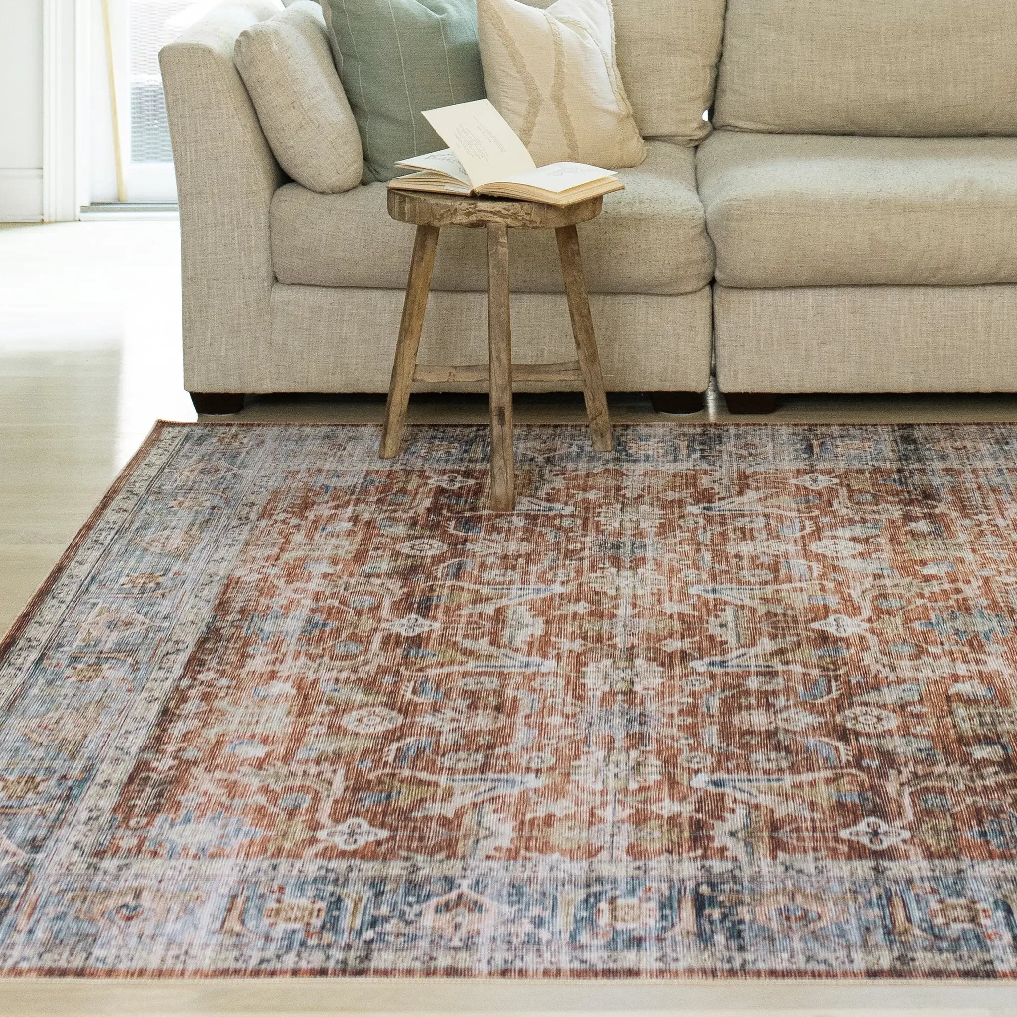 Charleston CHA04 Rust/ Blue Area Rug by Oriental Weavers