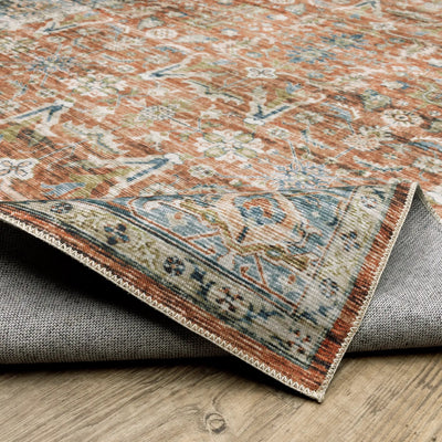 Charleston CHA04 Rust/ Blue Area Rug by Oriental Weavers