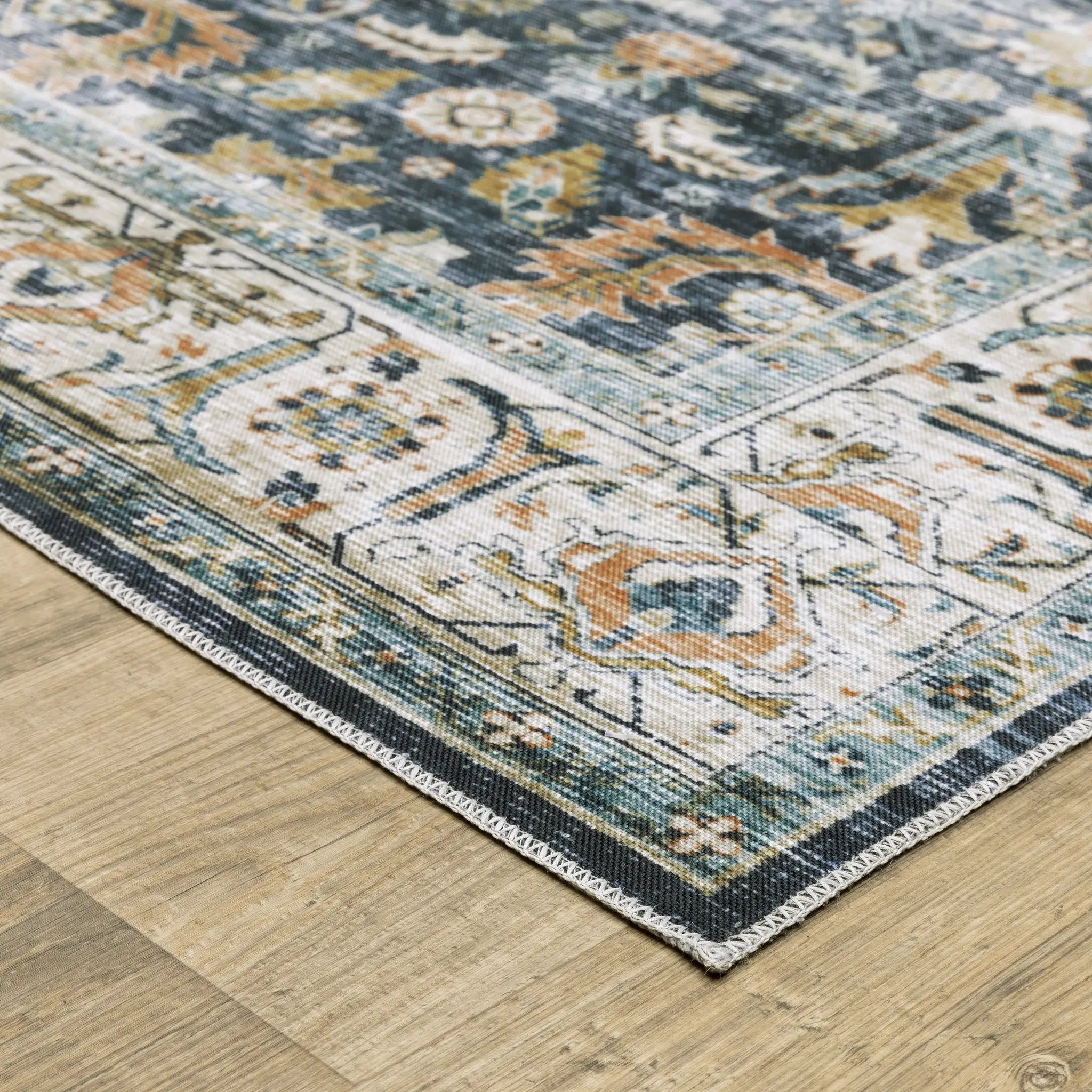 Charleston CHA05 Blue/ Gold Area Rug by Oriental Weavers