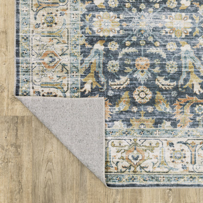 Oriental Weavers Charleston CHA05 traditional rug featuring decorative pattern in blue/ gold tones
