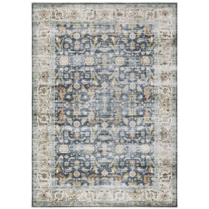 Oriental Weavers Charleston CHA05 traditional rug featuring decorative pattern in blue/ gold tones